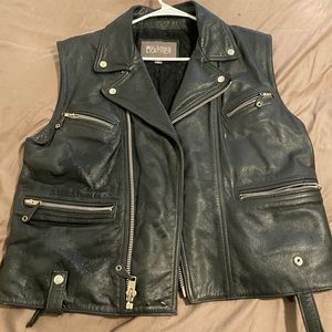 Heavy motorcycle leather riding vest